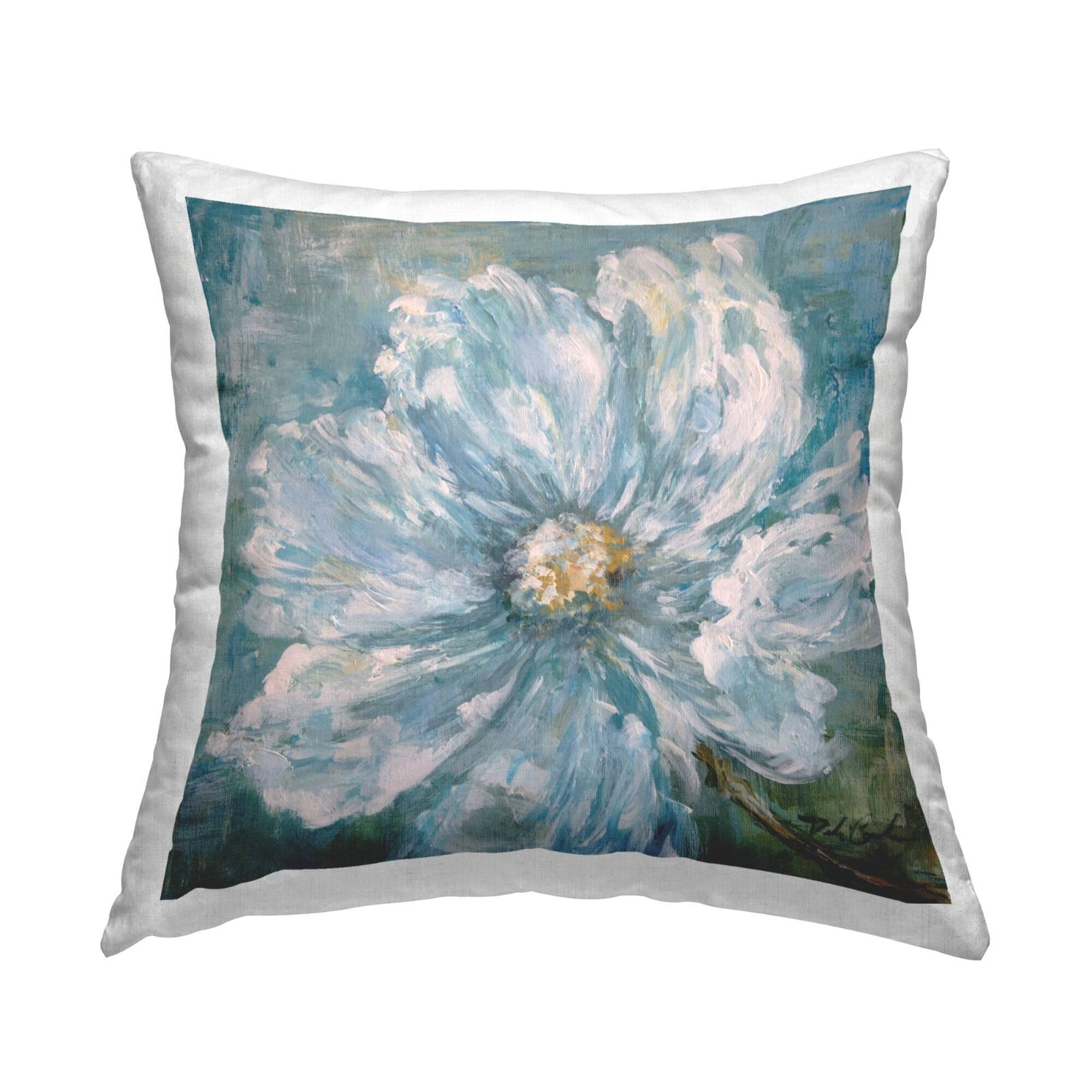 Stupell Industries Traditional White Flower Abstract Petals Blossom Throw Pillow, 18" x 18"